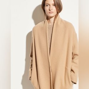 Vince Collarless Wool Coat in Limestone